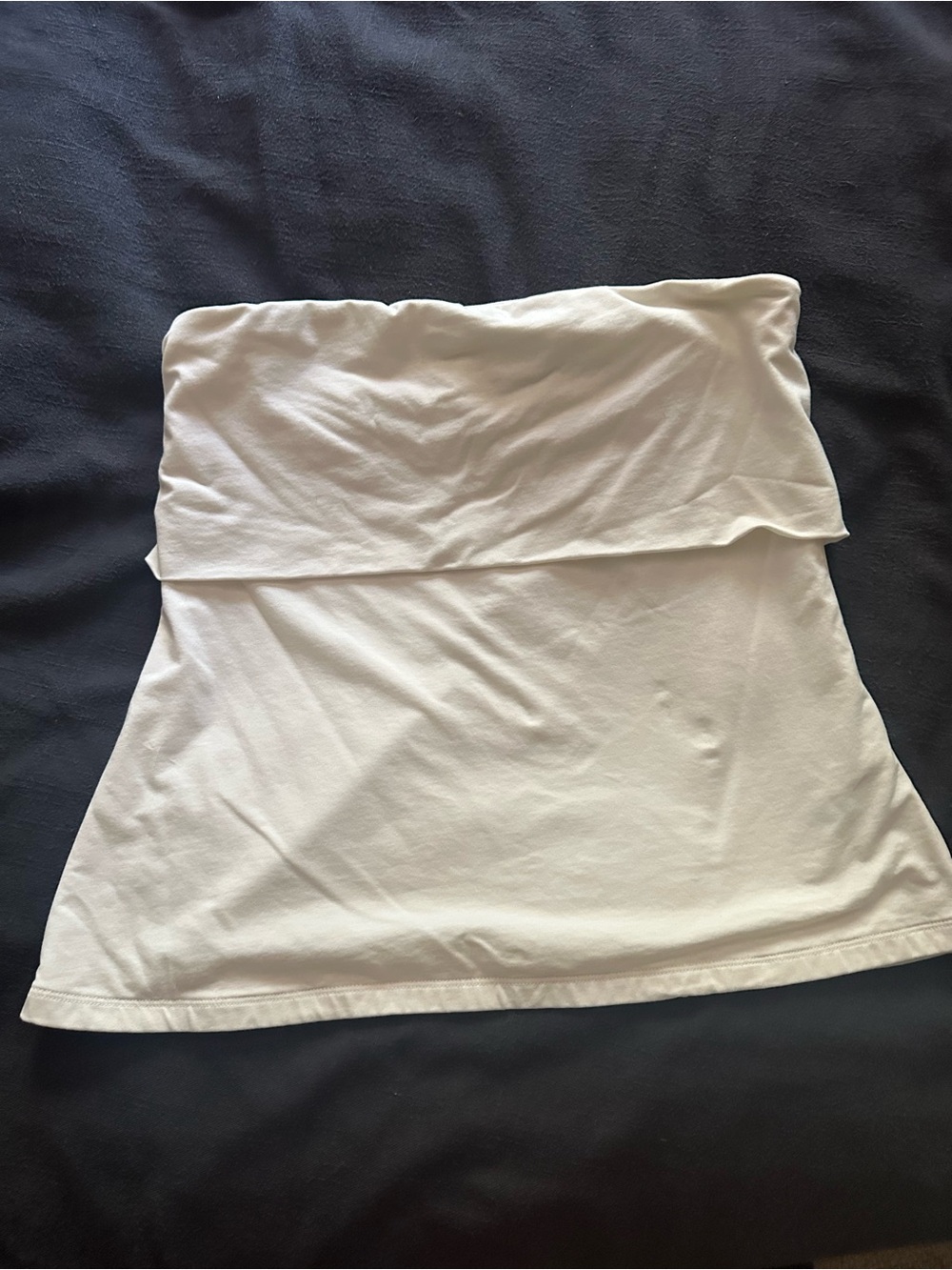 Abercrombie & Fitch Cream Strapless Fold-Over Tube Top